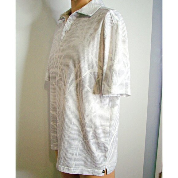 Mens Nat Nast Tropical Print Gray Knit Polo Shirt - Picture 3 of 11